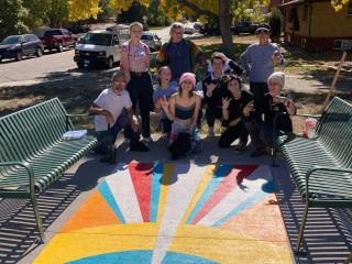 Group who painted sidewalk mural.