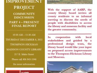 Flyer for Virginia City Access Improvement Presentation of Final Report.