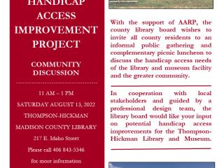 Flyer for Virginia City Access Improvement Community Discussion