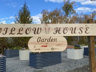 Sign at entrance to community garden.