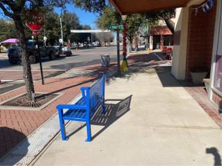 New bench and crosswalks.