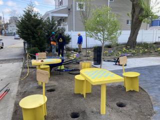 Installation of new tables and landscaping
