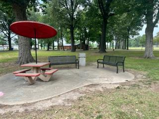 Two benches installed at park.