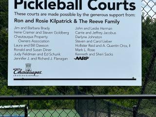 Pickleball court sign.