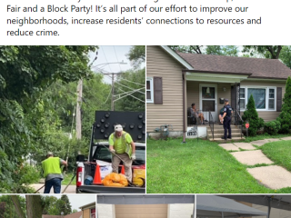Photo collage of Neighborhood Improvement Infinitive workday and Block Party