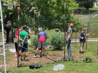 Group working in community garden.