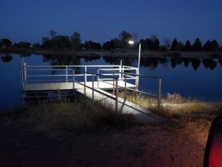 New fishing pier and ramp with lighting.