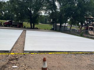 Pickleball court under construction.