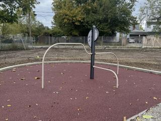 Fitness stations in park.