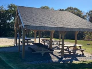 New picnic table and pavilion.