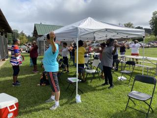 Exercise class at Barnwell Farmers Market.