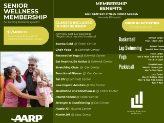 Flyer for Senior Fitness classes and membership.