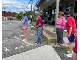 Group conducting walk audit.