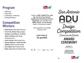 Program from accessory dwelling unit design competition awards ceremony