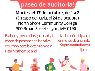 Spanish language flyer for walk audit event.