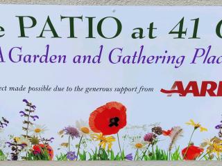 Sign for "The Patio at 41 Oak"