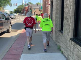 Volunteers doing walk audit in downtown.