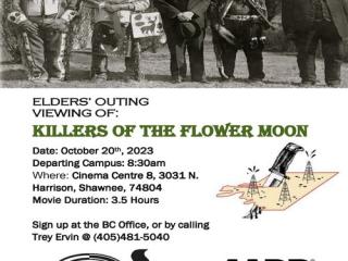 Flyer for transportation to screening of Killers of the Flower Moon.