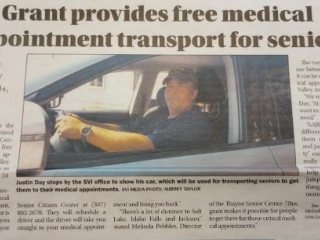 Newspaper article about transportation service.