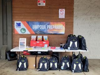 Backpacks with filled with emergency response supplies.