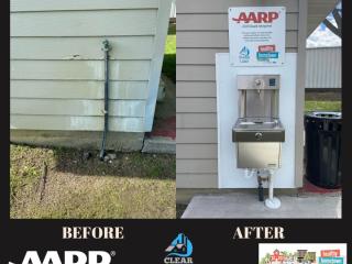 Before and After photos of drinking fountain.