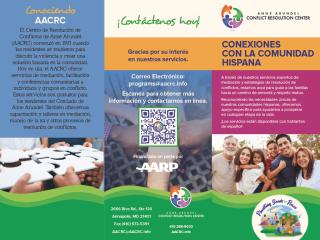 Brochure for service for Hispanic community( (in Spanish, Page 1).