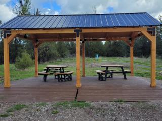 New pavilion and accessible picnic tables.