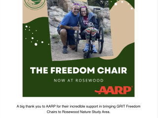 Flyer about GRIT Freedom Chair at Rosewood Nature Study Area.