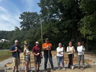 Installing the new community garden.