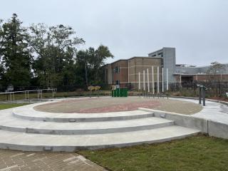 New amphitheater park with musical instruments.