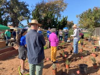 Volunteers at the community garden.