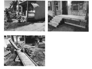 Photo collage of porch repair