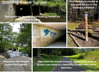 Photo collage of tunnel to be painted and surrounding area.