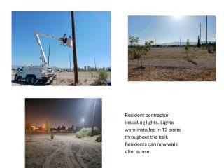 Photo collage of installation of new lights.