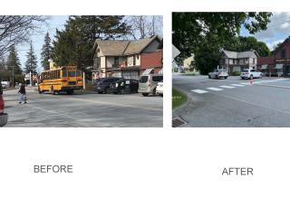 Before/After photos of new crosswalk.