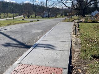 New accessible sidewalk with tactile paving.