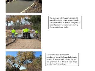 Photo collage of pouring concrete for trail.