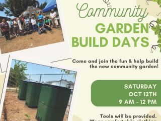 Flyer for community garden volunteer day.