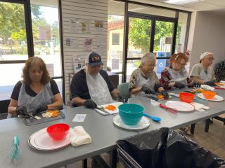 Older adults in a cooking class.