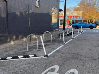 New protected bike parking area.