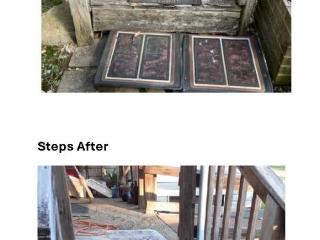 Before and After photos of repair of steps.