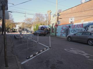 New protected bike parking area.