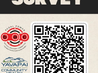 Flyer with QR code for biking survey.