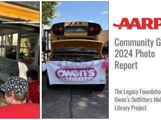 Photo collage of mobile medical library.