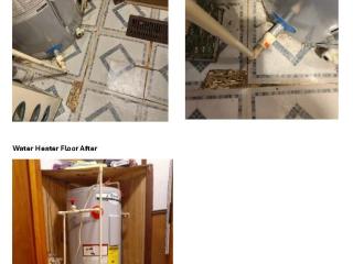 Before and After photos of flooring repairs.