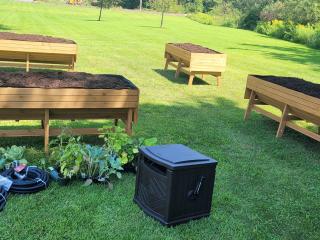 Completed garden beds ready for planting.