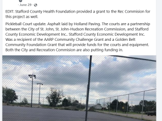 Social media post providing update on pickleball court.