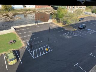 New parking spaces with bumpers.