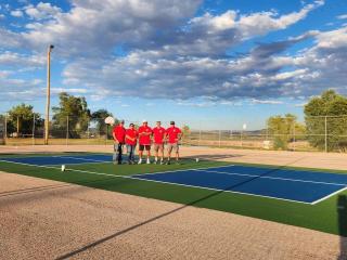 Nearly completed pickleball court.