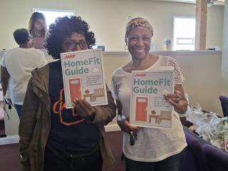 Two older adult women with HomeFit Guide.